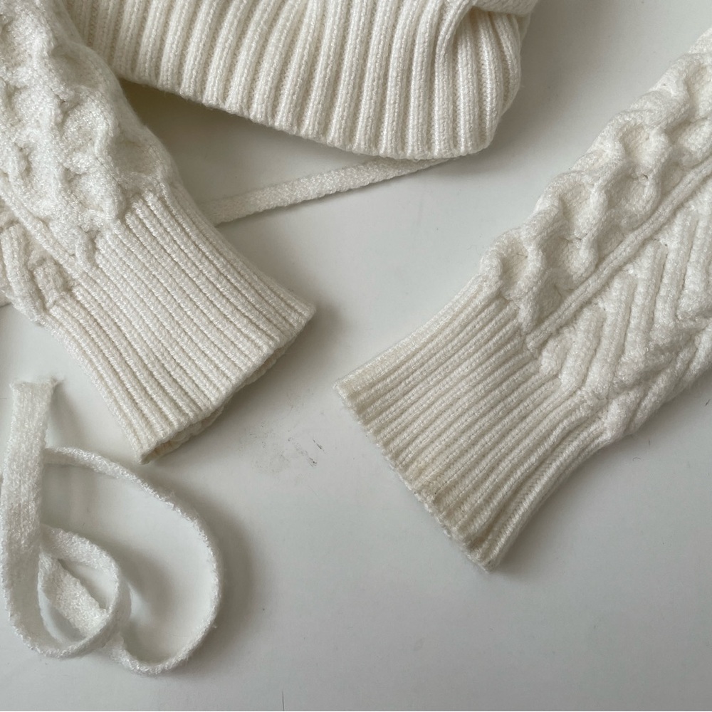 YesStyle Two Piece Knit Crop Long Sleeve Sweater Top in Ivory, Size XS/S - Picture 8 of 12